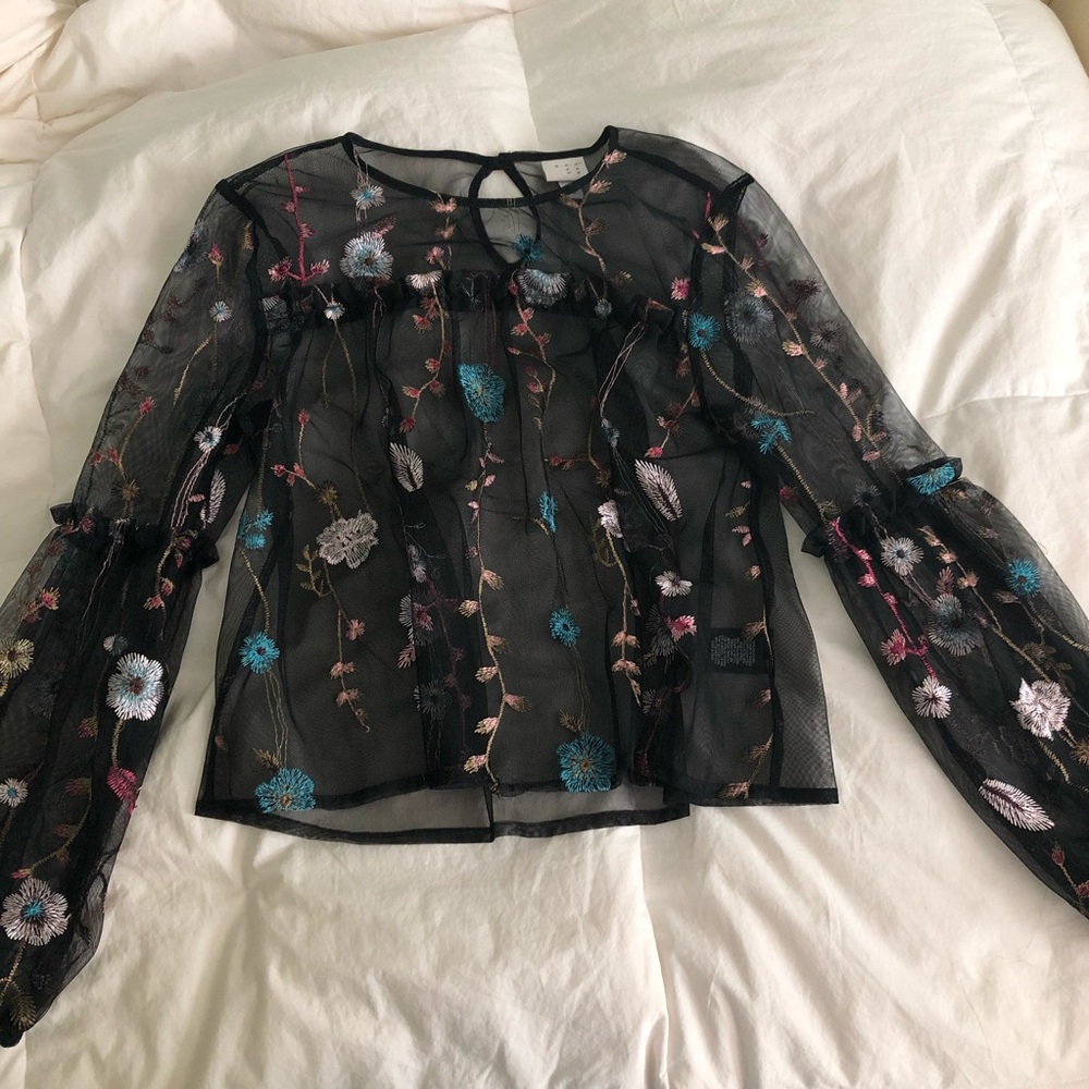 Sheer embroidered blouse